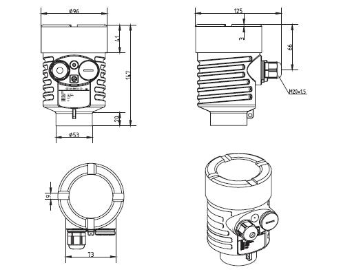 雙纜導波雷(léi)達物位計外殼(ké)尺寸圖