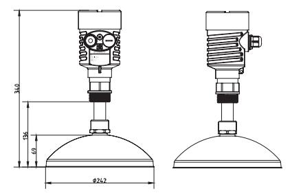 抛物(wù)面雷達物位計(ji)外型尺寸圖
