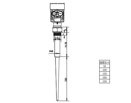 棒式雷達物位(wèi)計外型尺寸圖