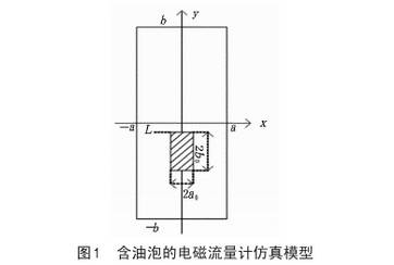 含油泡(pào)的電磁流量(liang)計仿真模型(xing)圖示