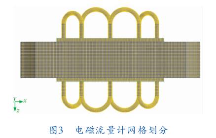 電磁流量計(ji)網格劃分圖示