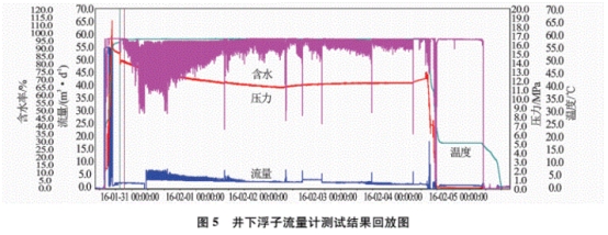 井下浮(fú)子流量計(jì)測試結果(guǒ)回放圖
