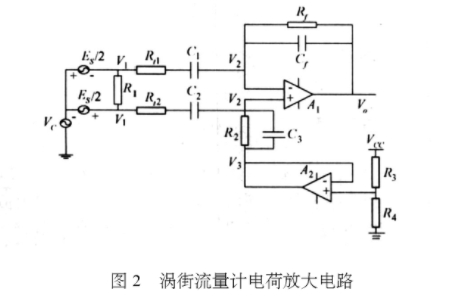 渦街流(liú)量計電荷(he)放大電路(lù)圖示