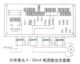 分體表(biao)頭4~20mA電流輸出(chu)示意圖