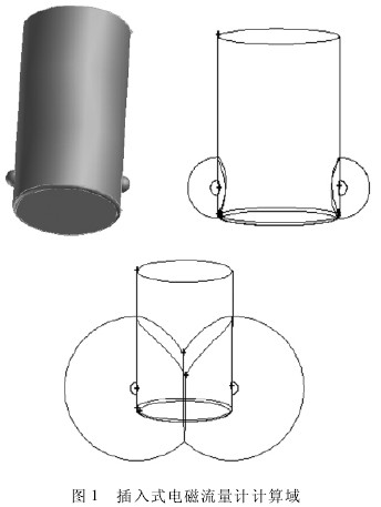 插(chā)入式電磁流量(liang)計計算域示意(yi)圖