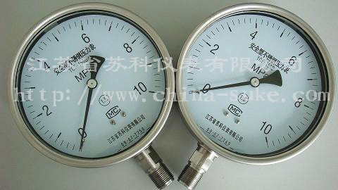 全不鏽(xiu)鋼安全型壓力表(biao)